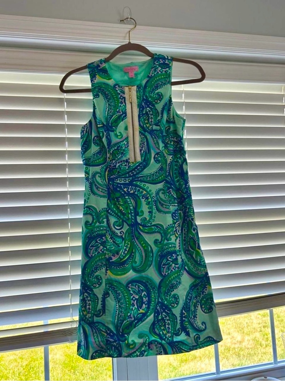 Lilly Pulitzer Green and Blue Paisley Shift Dress